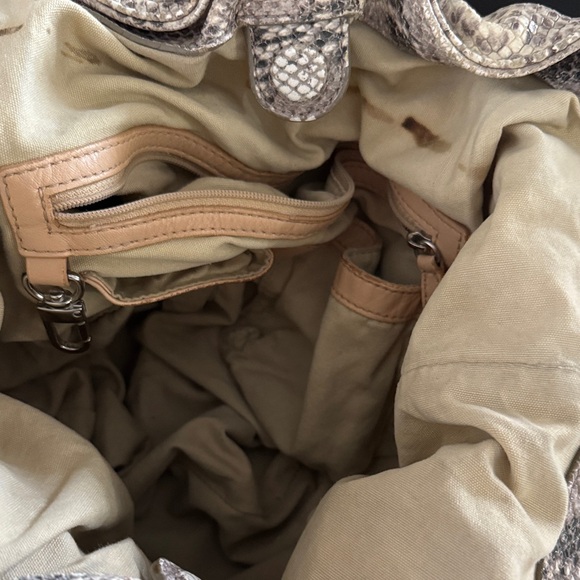 Cole Haan Beige Snake Print Shoulder Bag - Picture 6 of 8